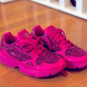 Adidas Womens Hot Pink Sequin Sneakers Shoes